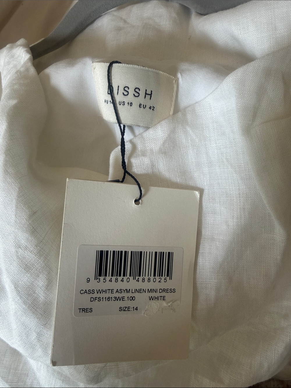 NWT DISSH Cass White Asym Linen Mini Dress - Picture 2 of 4